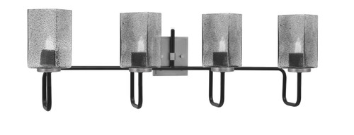 Toltec Lighting Sandia 4 Light Bath Bar, Matte Black & Graphite Finish, 3.5" Square Smoke Bubble Glass (6224-MBGP-542)