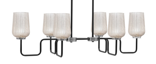 Toltec Lighting Sandia 6 Light Island Light, Matte Black & Graphite Finish, 5" Silver Textured Glass (6236-MBGP-4253)