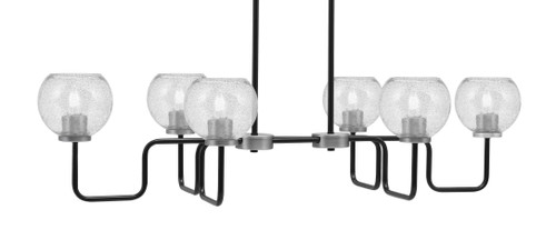 Toltec Lighting Sandia 6 Light Island Light, Matte Black & Graphite Finish, 5.75" Smoke Bubble Glass (6236-MBGP-4102)