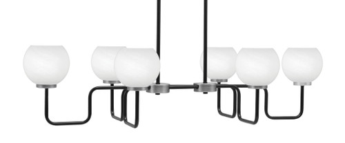 Toltec Lighting Sandia 6 Light Island Light, Matte Black & Graphite Finish, 5.75" White Marble Glass (6236-MBGP-4101)