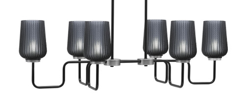 Toltec Lighting Sandia 6 Light Island Light, Matte Black & Graphite Finish, 5" Smoke Textured Glass (6236-MBGP-4252)