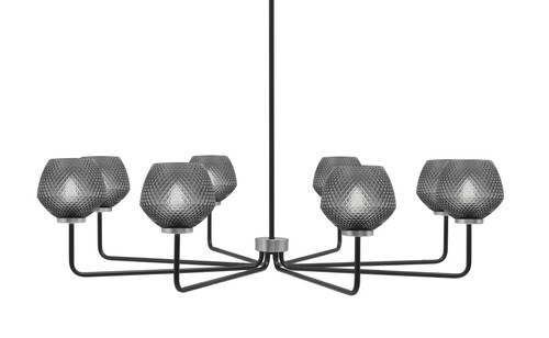 Toltec Lighting Sandia 8 Light Chandelier, Matte Black & Graphite Finish, 6" Smoke Textured Glass (6208-MBGP-4622)