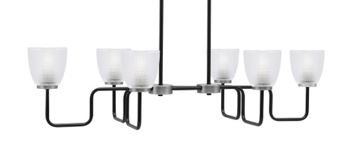 Toltec Lighting Sandia 6 Light Island Light, Matte Black & Graphite Finish, 5" Clear Ribbed Glass (6236-MBGP-500)