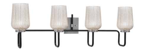 Toltec Lighting Sandia 4 Light Bath Bar, Matte Black & Graphite Finish, 5" Silver Textured Glass (6224-MBGP-4253)