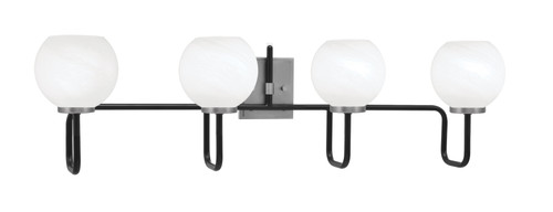 Toltec Lighting Sandia 4 Light Bath Bar, Matte Black & Graphite Finish, 5.75" White Marble Glass (6224-MBGP-4101)
