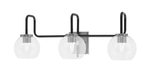 Toltec Lighting Sandia 3 Light Bath Bar, Matte Black & Graphite Finish, 5.75" Clear Bubble Glass (6223-MBGP-4100)