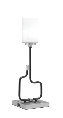 Toltec Lighting Sandia Accent Lamp, USB Ports, Matte Black & Graphite Finish, 4" White Muslin Glass (60-MBGP-310)