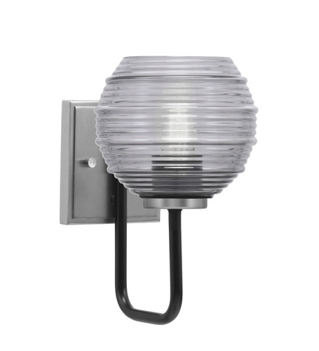 Toltec Lighting Sandia 1 Light Wall Sconce, Matte Black & Graphite Finish, 6" Smoke Ribbed Glass (6221-MBGP-5112)