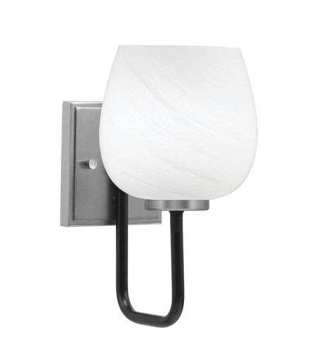 Toltec Lighting Sandia 1 Light Wall Sconce, Matte Black & Graphite Finish, 6" White Marble Glass (6221-MBGP-4811)