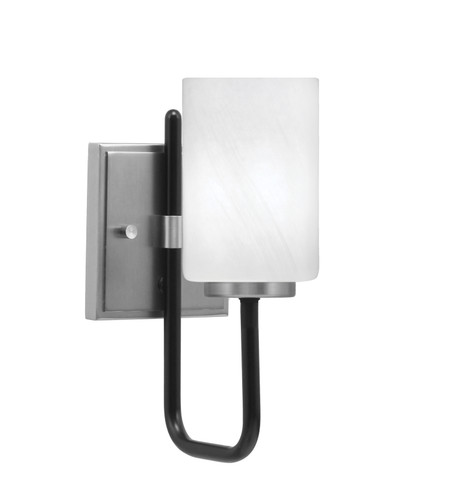 Toltec Lighting Sandia 1 Light Wall Sconce, Matte Black & Graphite Finish, 4" White Marble Glass (6221-MBGP-3001)