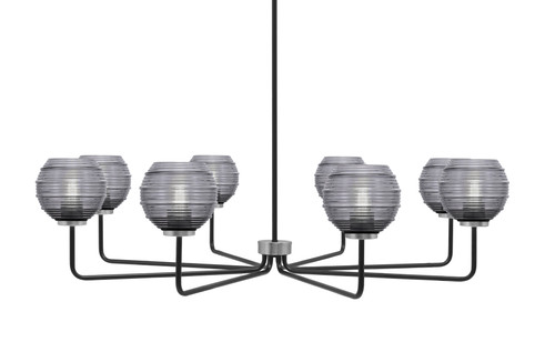 Toltec Lighting Sandia 8 Light Chandelier, Matte Black & Graphite Finish, 6" Smoke Ribbed Glass (6208-MBGP-5112)