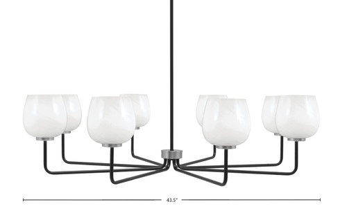 Toltec Lighting Sandia 8 Light Chandelier, Matte Black & Graphite Finish, 6" White Marble Glass (6208-MBGP-4811)
