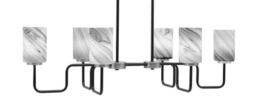 Toltec Lighting Sandia 6 Light Island Light, Matte Black & Graphite Finish, 4" Onyx Swirl Glass (6236-MBGP-3009)