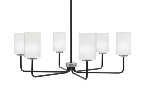 Toltec Lighting Sandia 6 Light Chandelier, Matte Black & Graphite Finish, 4" White Marble Glass (6206-MBGP-3001)