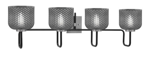 Toltec Lighting Sandia 4 Light Bath Bar, Matte Black & Graphite Finish, 6" Smoke Textured Glass (6224-MBGP-4612)