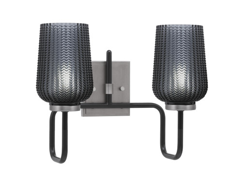 Toltec Lighting Sandia 2 Light Bath Bar, Matte Black & Graphite Finish, 5" Smoke Textured Glass (6222-MBGP-4252)