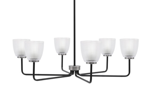 Toltec Lighting Sandia 6 Light Chandelier, Matte Black & Graphite Finish, 5" Clear Ribbed Glass (6206-MBGP-500)