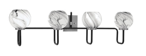 Toltec Lighting Sandia 4 Light Bath Bar, Matte Black & Graphite Finish, 5.75" Onyx Swirl Glass (6224-MBGP-4109)