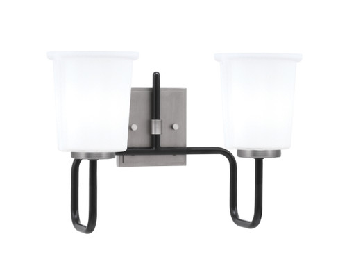 Toltec Lighting Sandia 2 Light Bath Bar, Matte Black & Graphite Finish, 5.25" White Opal Glass (6222-MBGP-5031)