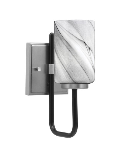 Toltec Lighting Sandia 1 Light Wall Sconce, Matte Black & Graphite Finish, 4" Onyx Swirl Glass (6221-MBGP-3009)