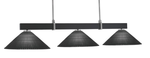 Toltec Lighting Wellington 3 Light Bar, Matte Black & Graphite Finish, 16" Black Matrix Glass (1253-MBGP-4019)