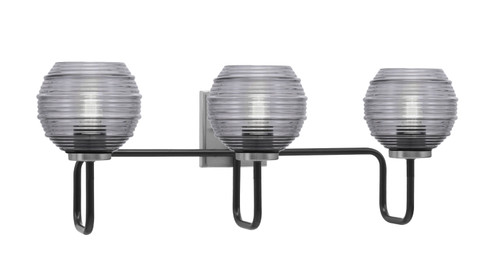 Toltec Lighting Sandia 3 Light Bath Bar, Matte Black & Graphite Finish, 6" Smoke Ribbed Glass (6223-MBGP-5112)