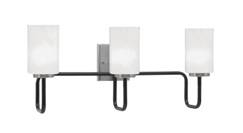Toltec Lighting Sandia 3 Light Bath Bar, Matte Black & Graphite Finish, 4" White Marble Glass (6223-MBGP-3001)