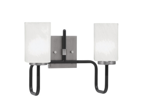 Toltec Lighting Sandia 2 Light Bath Bar, Matte Black & Graphite Finish, 4" White Marble Glass (6222-MBGP-3001)