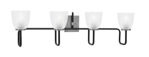 Toltec Lighting Sandia 4 Light Bath Bar, Matte Black & Graphite Finish, 5" Clear Ribbed Glass (6224-MBGP-500)