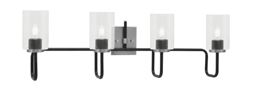 Toltec Lighting Sandia 4 Light Bath Bar, Matte Black & Graphite Finish, 4" Clear Bubble Glass (6224-MBGP-300)