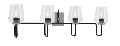 Toltec Lighting Sandia 4 Light Bath Bar, Matte Black & Graphite Finish, 5" Clear Bubble Glass (6224-MBGP-210)