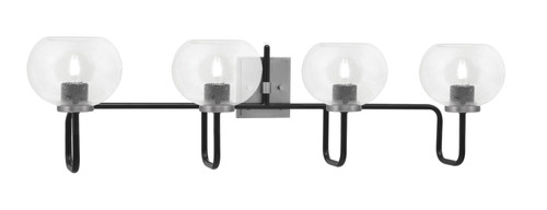 Toltec Lighting Sandia 4 Light Bath Bar, Matte Black & Graphite Finish, 7" Clear Bubble Glass (6224-MBGP-202)