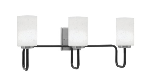 Toltec Lighting Sandia 3 Light Bath Bar, Matte Black & Graphite Finish, 4" White Muslin Glass (6223-MBGP-310)