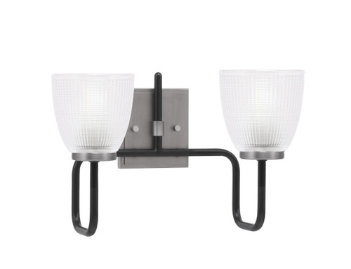 Toltec Lighting Sandia 2 Light Bath Bar, Matte Black & Graphite Finish, 5" Clear Ribbed Glass (6222-MBGP-500)