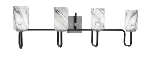 Toltec Lighting Sandia 4 Light Bath Bar, Matte Black & Graphite Finish, 4" Onyx Swirl Glass (6224-MBGP-3009)