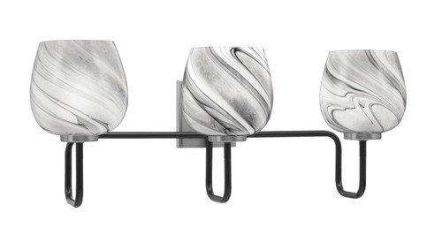 Toltec Lighting Sandia 3 Light Bath Bar, Matte Black & Graphite Finish, 6" Onyx Swirl Glass (6223-MBGP-4819)