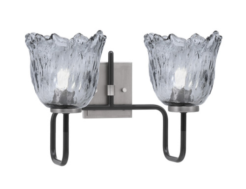 Toltec Lighting Sandia 2 Light Bath Bar, Matte Black & Graphite Finish, 7" Smoke Lava Glass (6222-MBGP-4232)