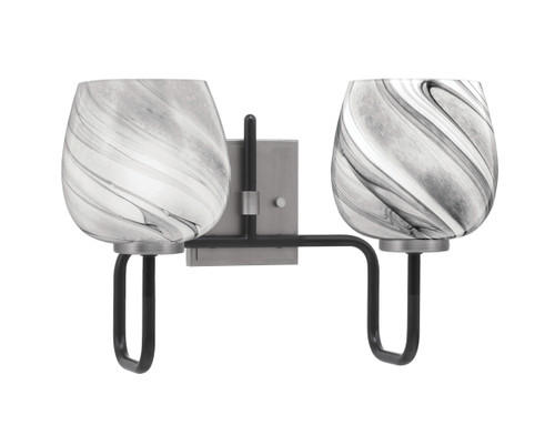 Toltec Lighting Sandia 2 Light Bath Bar, Matte Black & Graphite Finish, 6" Onyx Swirl Glass (6222-MBGP-4819)