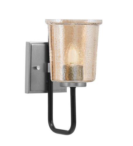 Toltec Lighting Sandia Wall Sconce, Matte Black & Graphite Finish, 5.25" Amber Bubble Glass (6221-MBGP-5033)