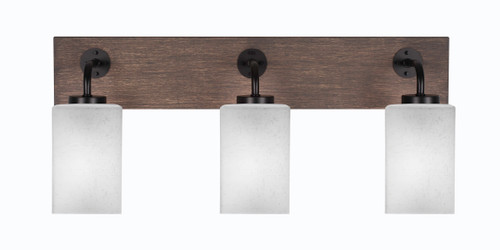 Toltec Lighting Oxbridge 3 Light Bath Bar, Matte Black & Painted Distressed Wood-look Metal Finish, 4" Square White Muslin Glass (1773-MBDW-531)