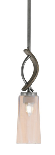Toltec Lighting Monterey Stem Hung Mini Pendant Graphite & Painted Distressed Wood-look Metal Finish With Amber Gradient Glass (2901-GPDW-293)