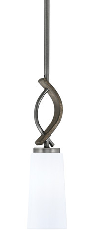 Toltec Lighting Monterey Stem Hung Mini Pendant Graphite & Painted Distressed Wood-look Metal Finish With White Opal Glass (2901-GPDW-291)