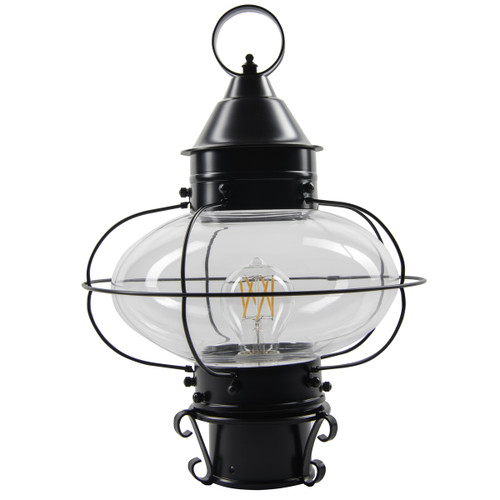 Cottage Onion Outdoor Post Lantern - Black with Clear Glass (1321-BL-CL)