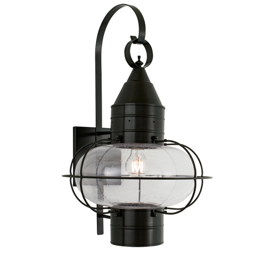 Classic Onion Outdoor Wall Light - Black with Seeded Glass (1509-BL-SE)