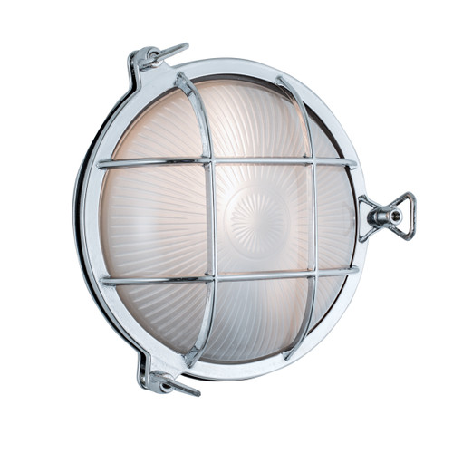 Mariner Round Outdoor Wall Light - Chrome With Frosted Glass (1102-CH-FR)