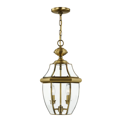 Monterey 2 Light Antique Brass Outdoor Pendant Lantern (2255-01)