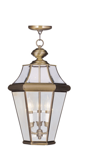 Georgetown 3 Light Antique Brass Outdoor Pendant Lantern (2365-01)