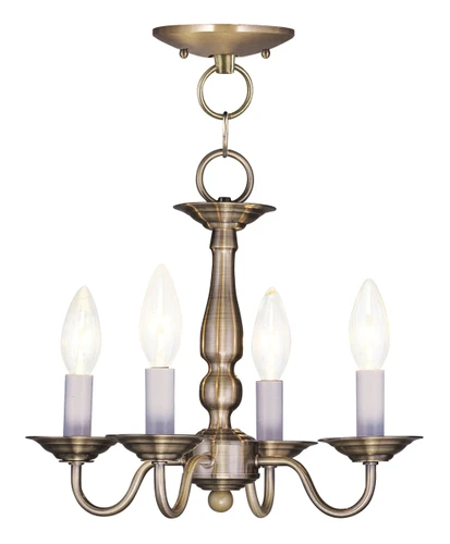 Williamsburgh 4 Light Antique Brass Mini Chandelier (5010-01)