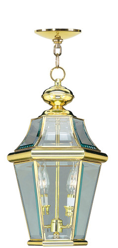 Georgetown 2 Light Polished Brass Outdoor Pendant Lantern (2265-02)
