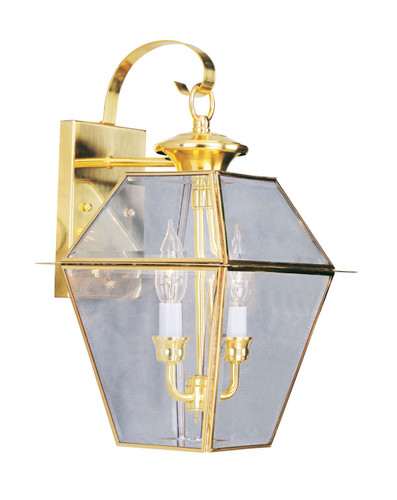 Westover 2 Light Polished Brass Outdoor Wall Lantern (2281-02)